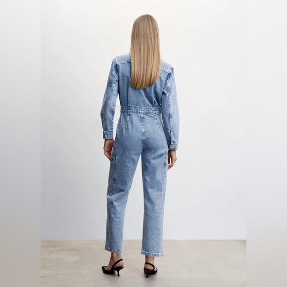 MANGO Denim Jumpsuit With Cargo Pockets - Picture 3 of 8